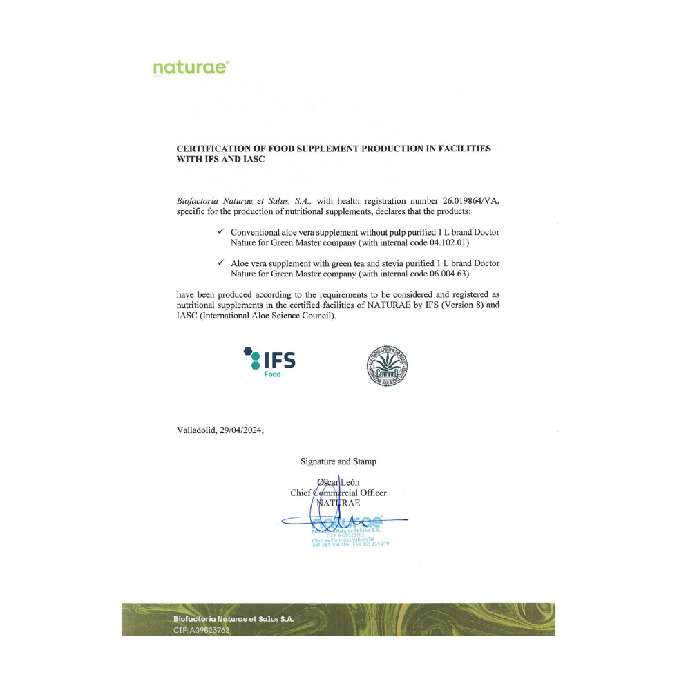 Aloe cert